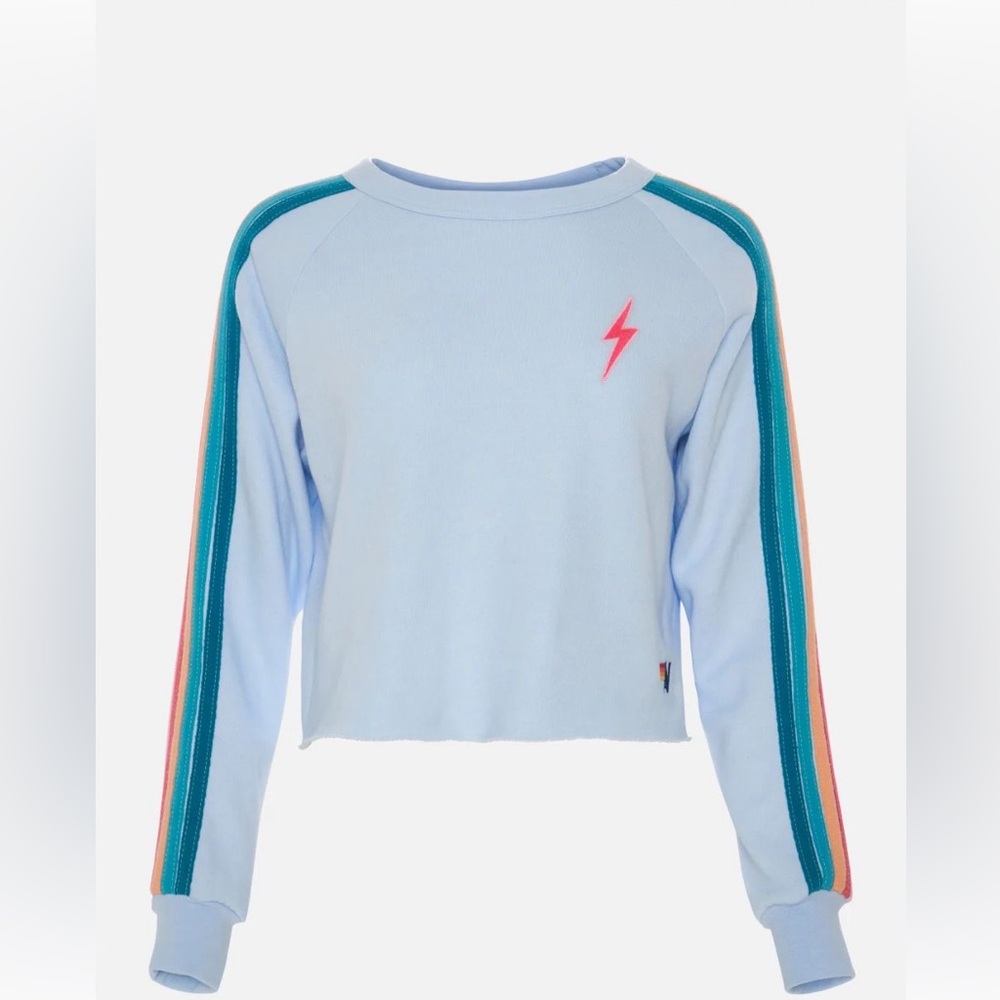 Aviator Nation S Light Blue Cropped Sweatshirt (RARE)